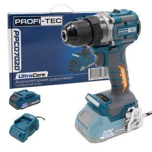 Акумуляторний безударний дриль PROFI-TEC PPCD7020 (20 В, безщітковий двигун, 70 Нм, патрон 13 мм) 1&times;PT2020VX (2.0 Aг), ЗП BC20V, коробка PPCD7020-1-2 фото