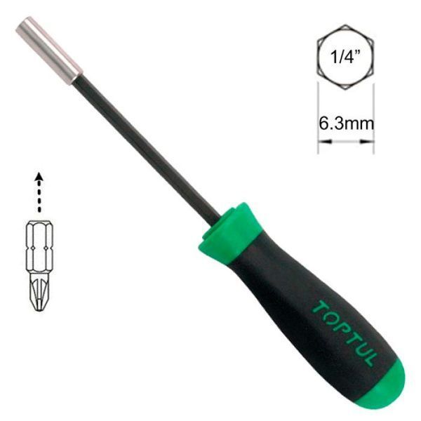 Отвертка-битодержатель 1/4" x 240mm с магнитом, FTBA0824 TOPTUL FTBA0824 фото