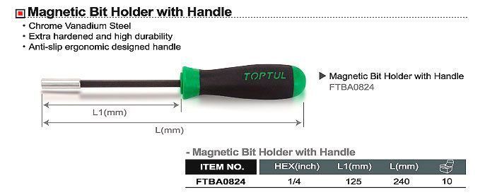 Отвертка-битодержатель 1/4" x 240mm с магнитом, FTBA0824 TOPTUL FTBA0824 фото