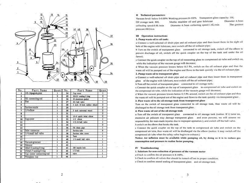 Установка для зливу та вакуумного відкачування олії з мірною колбою 80 л, PROFLINE 305991L 305991L фото