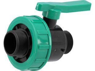 Кран шаровой к водяным пластиковым трубам &Oslash;= 3/2" Х 3/2" M/M-резьб FLO из полипроп, для давления 16Bar, FLO 88989 88989 фото