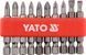 Набор насадок отверточных SL5, SL6, PH1 / 1, PH2 / 2, PZ1 / 1, PZ2 / 2, L = 50 мм.&nbsp;10шт., YT-0483 YATO YT-0483 фото 1