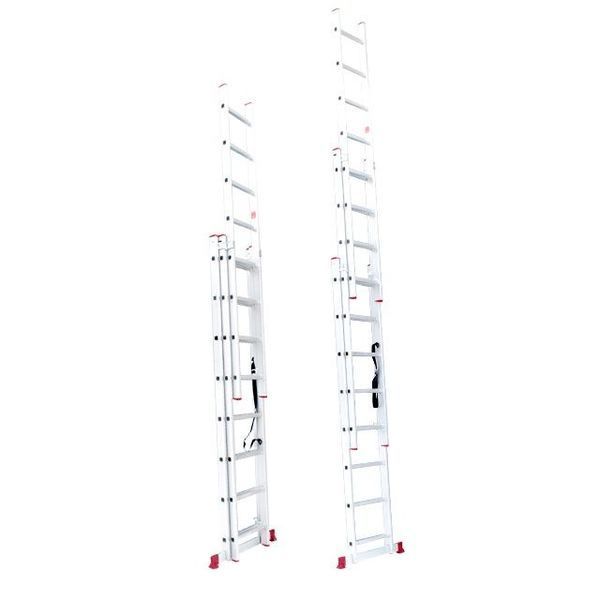 Лестница алюминиевая 3-х секц. универс. раскл. 3*8ступ. 5.09м (LT-0308 Intertool) LT-0308 фото