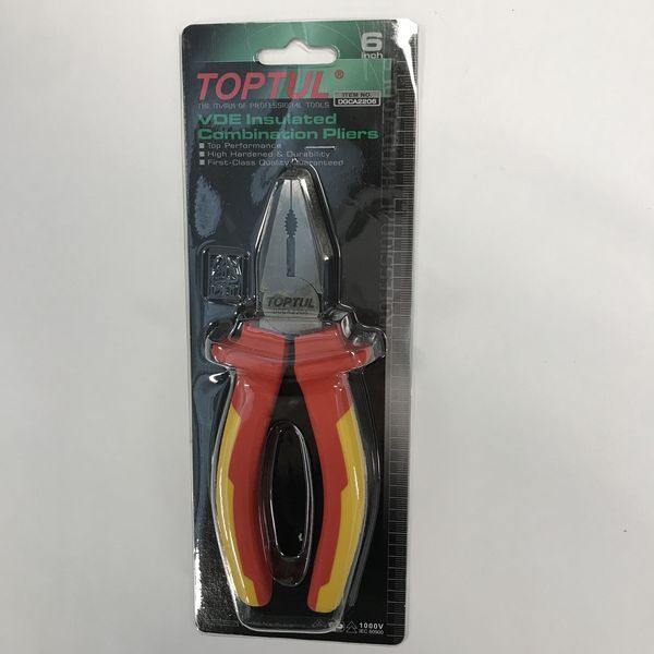 Плоскогубці 6" 1000V VDE chrome molybdenum TOPTUL DGCA2206 DGCA2206 фото