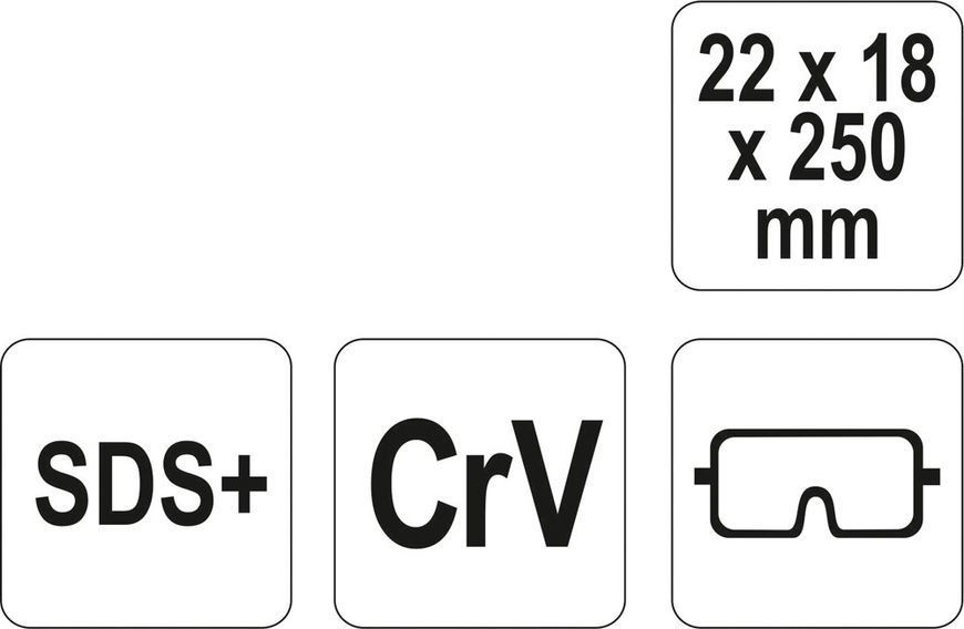 Зубило "U-подібне" SDS+, L= 22х18 х 250 мм. CrV, YT-4722 YATO YT-4722 фото