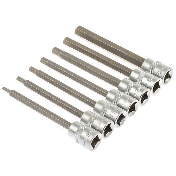 Набор экстра длинных ключей HEX с насадками 1/2"-7ед., S-SLH738 SATRA S-SLH738 фото