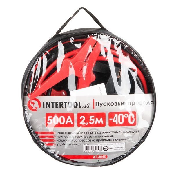 Пускові дроти 500А, 2.5м, до -40 &deg; C, чохол, AT-3045 INTERTOOL AT-3045 фото