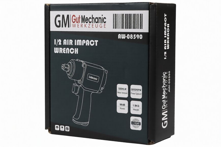 Гайковерт пневматичний 1/2" 850Nm 9000 об/хв, AW-08590 GUT MECHANIC AW-08590 фото